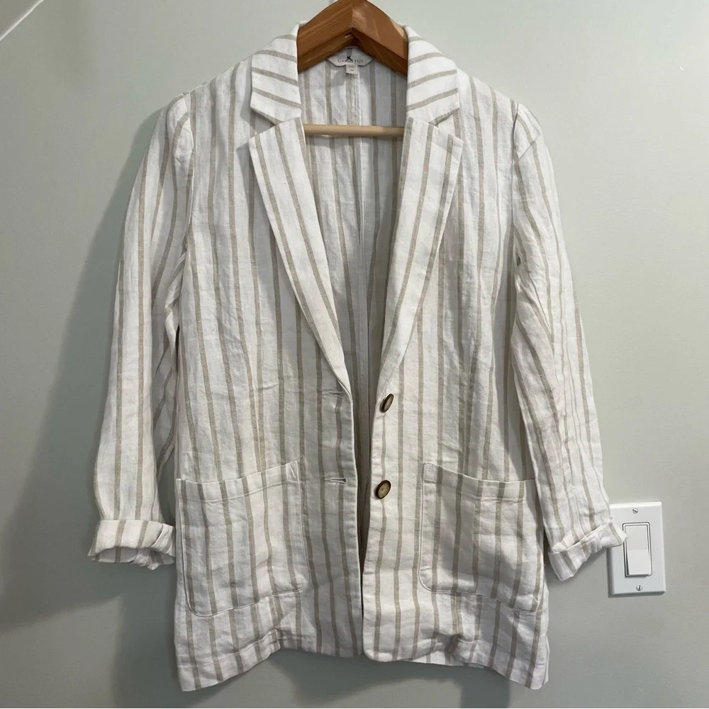 Garnet Hill Washed-Linen Blazer - Picture 2 of 13